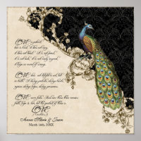 12x12 Vintage Peacock 1 - Wedding Personalised