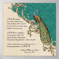 12x12 Vintage Peacock 1 - Wedding Personalised