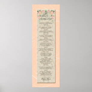 12x36 To Build a Lasting Love - Peach Damask Roses Poster