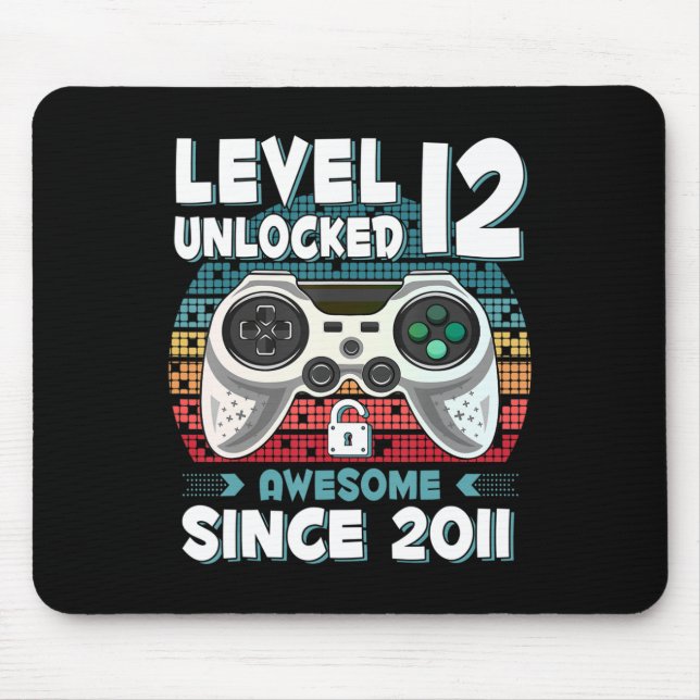 12yr BDay Son Boy Fun Gamer 12th 12 Year Old Birth Mouse Mat (Front)