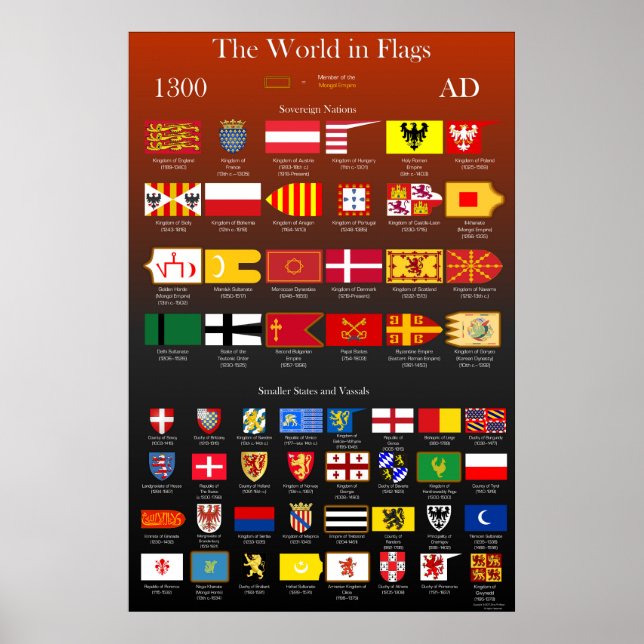 1300 AD Flags of the World Poster (Front)