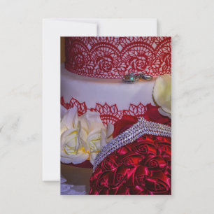 1304-Wedding Cake, Bouquet and Rings Invitation
