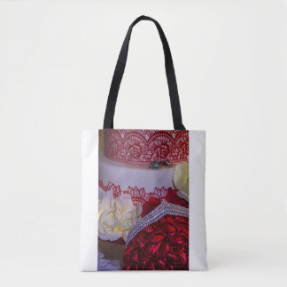 1304-Wedding Cake, Bouquet and Rings Tote Bag