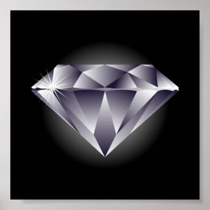 1307552490_Vector_Clipart silver diamond black Poster