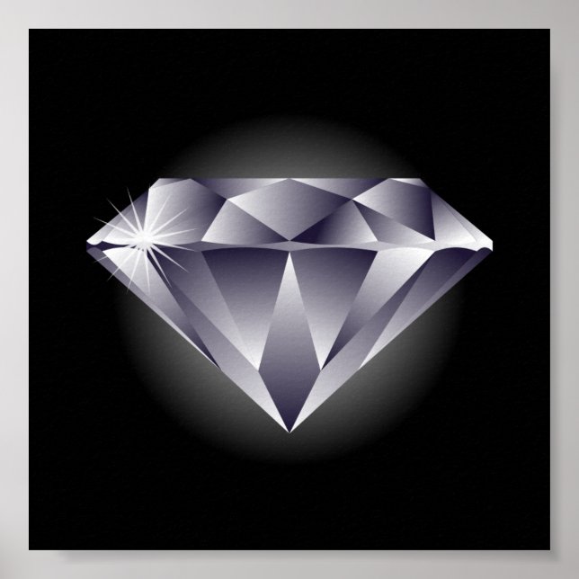 1307552490_Vector_Clipart silver diamond black Poster (Front)