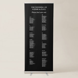 130 Guest Black Alphabetical Seating Chart Retractable Banner