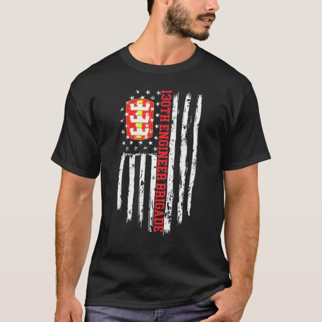 130th Engineer Brigade American Flag T-Shirt (Front)