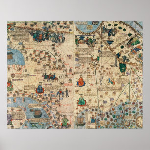 131-0058260/1 Catalan Atlas: Detail of Asia, by Ja Poster