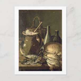 131-0058519/1 Still Life with Fish, Leeks and Brea Postcard