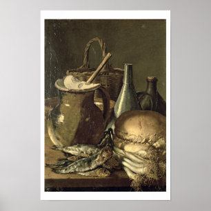 131-0058519/1 Still Life with Fish, Leeks and Brea Poster