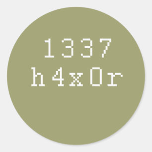 1337 h4ck3r classic round sticker