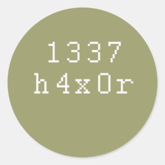 1337 h4ck3r classic round sticker