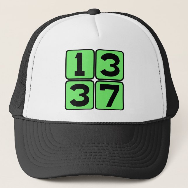 1337 Leet Leetspeak Eleet Internet Meme Slang Trucker Hat (Front)