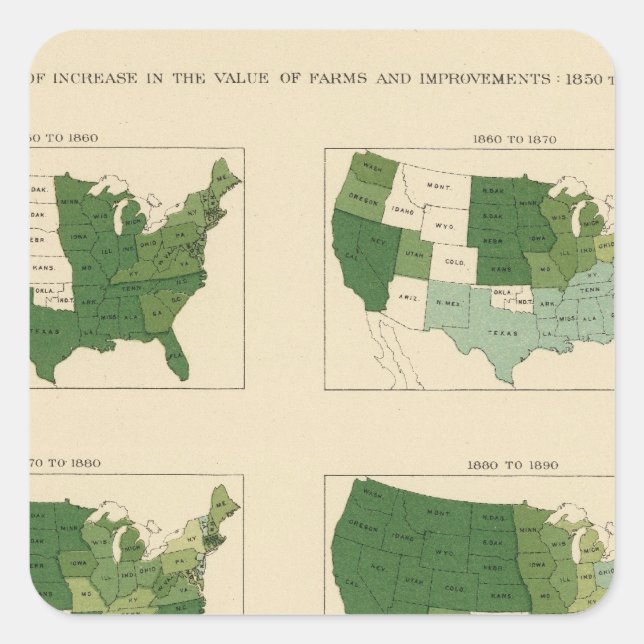 133 Increase value of farms 1850-1900 Square Sticker (Front)