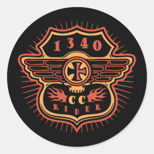 1340cc Rider Classic Round Sticker