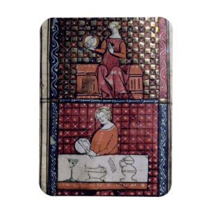 137-0011409/1 Seated woman with a dove and a man c Magnet