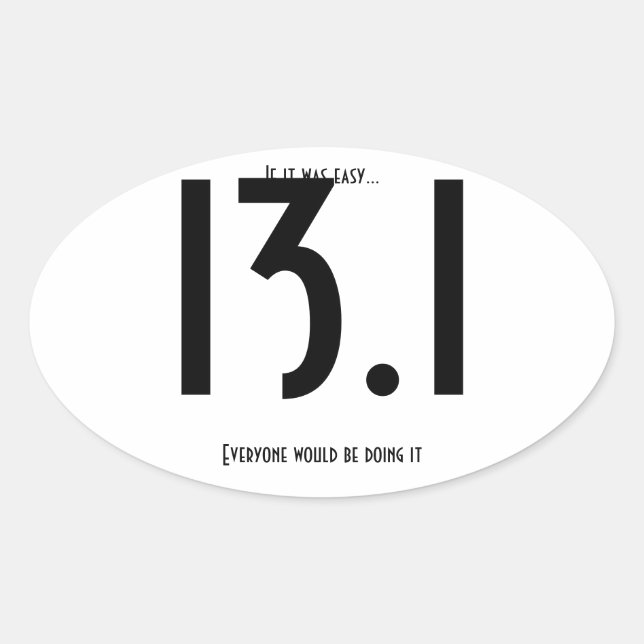 13.1 Half Marathon Oval Sticker (Front)
