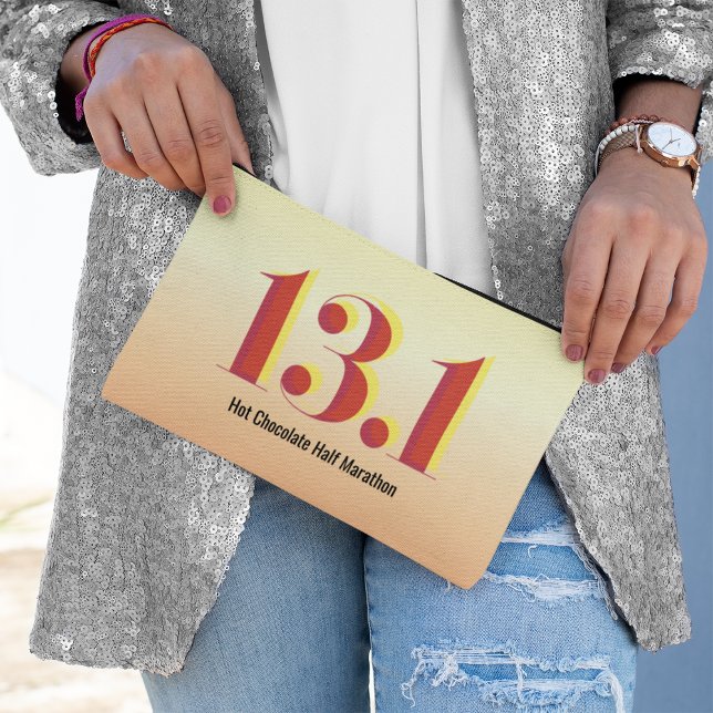 13.1 Half Marathon Running Bold Yellow Red Text Accessory Pouch (Creator Uploaded)