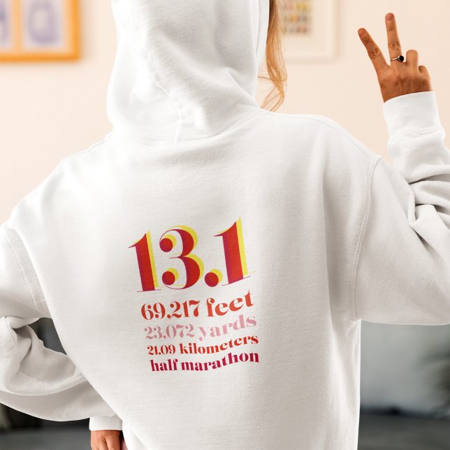 13.1 Half Marathon Running Distance Bold Red Women Hoodie (Creator Uploaded)