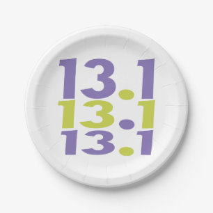 13.1 half marathon themed paper plate