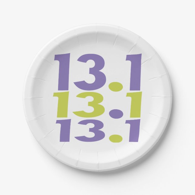 13.1 half marathon themed paper plate (Front)