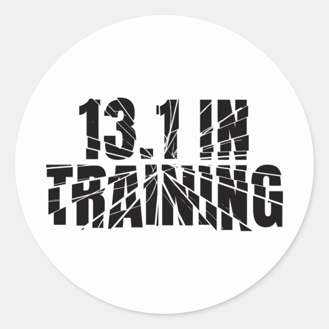 13.1 In Training Half Marathon Runner Broken Glass Classic Round Sticker (Front)