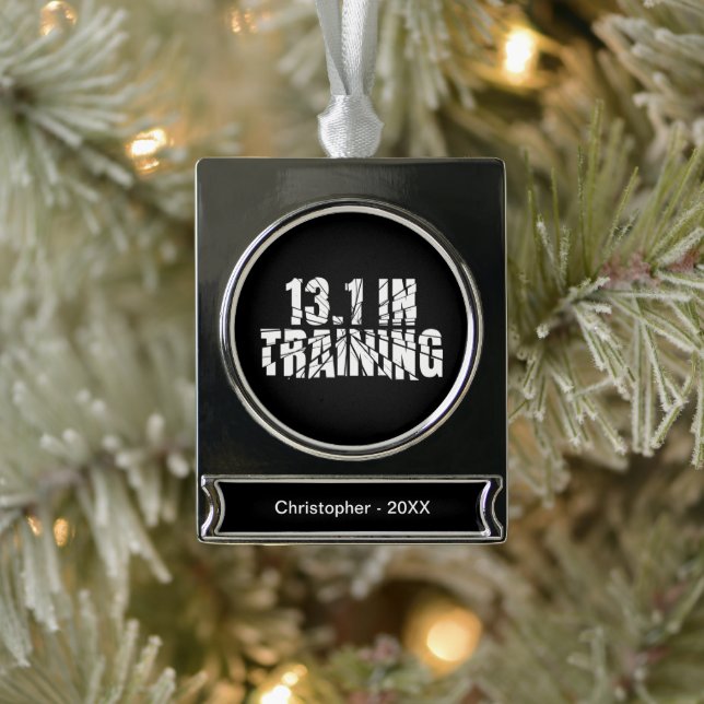 13.1 in Training Half Marathon Running Broken Word Silver Plated Banner Ornament (Tree)