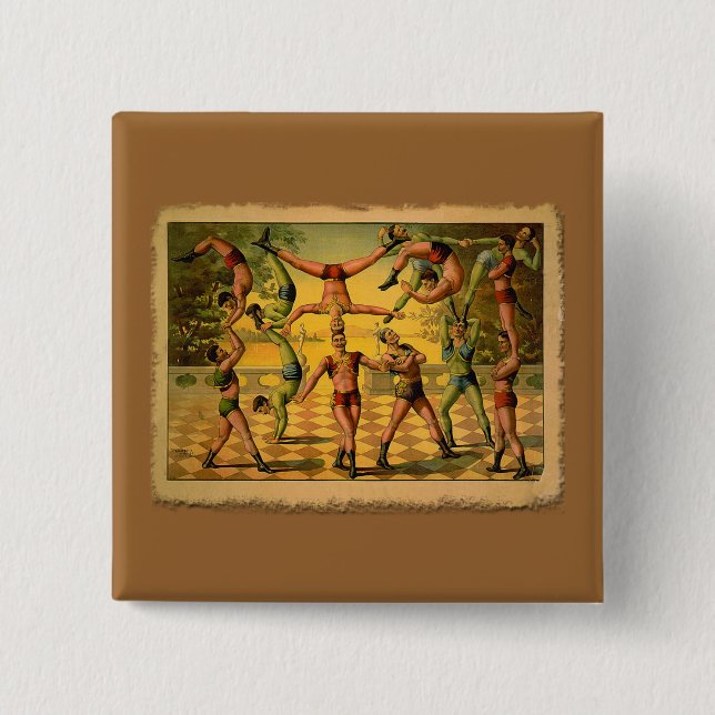 13 Acrobats Old Circus Poster on Tshirts 15 Cm Square Badge (Front)