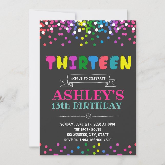 13 birthday invitation party (Front)