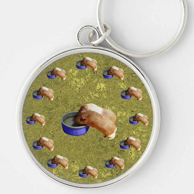 13 Brown White Guinea Pigs Design, Key Ring (Front)