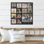 13 Family Photo Collage Create Your Own Black Faux Canvas Print<br><div class="desc">Create your own photo collage  faux wrapped canvas print with 13 of your favourite pictures on a Black background.Personalise with family name and established date.</div>
