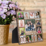 13 Family Photo Collage Create Your Own Wood Plaque<br><div class="desc">Create your own photo collage  plaque with 13 of your favourite pictures on a rustic wood background.Personalise with family name and established date.</div>