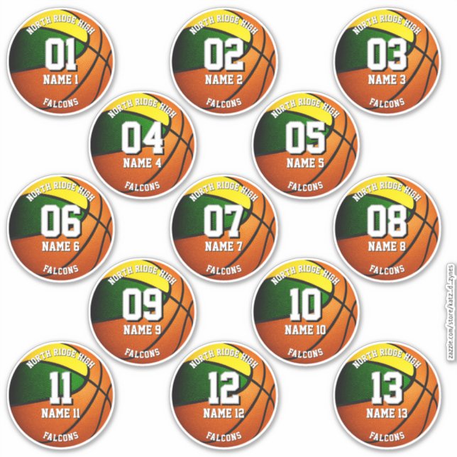 13 green gold sports team colours basketball  (Front)