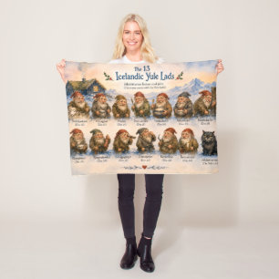 13 Icelandic Yule Lads Christmas in Iceland Fleece Blanket