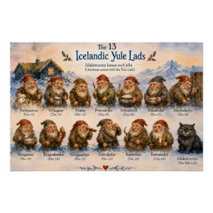 13 Icelandic Yule Lads Christmas in Iceland Poster
