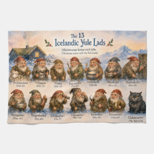 13 Icelandic Yule Lads Christmas in Iceland Tea Towel