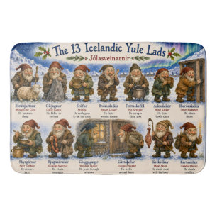 13 Icelandic Yule Lads Christmas reykjavik Bath Mat