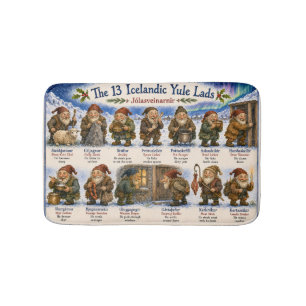 13 Icelandic Yule Lads Christmas reykjavik Bath Mat