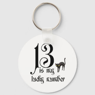 13 is my lucky number+black cat key ring