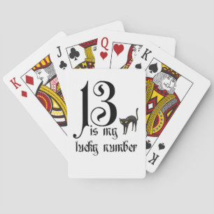 13 is my lucky number+black cat playing cards