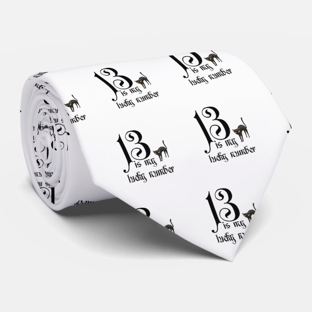 13 is my Lucky Number/Black Cat Tie (Rolled)
