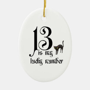 13 is my lucky number+cat ceramic tree decoration