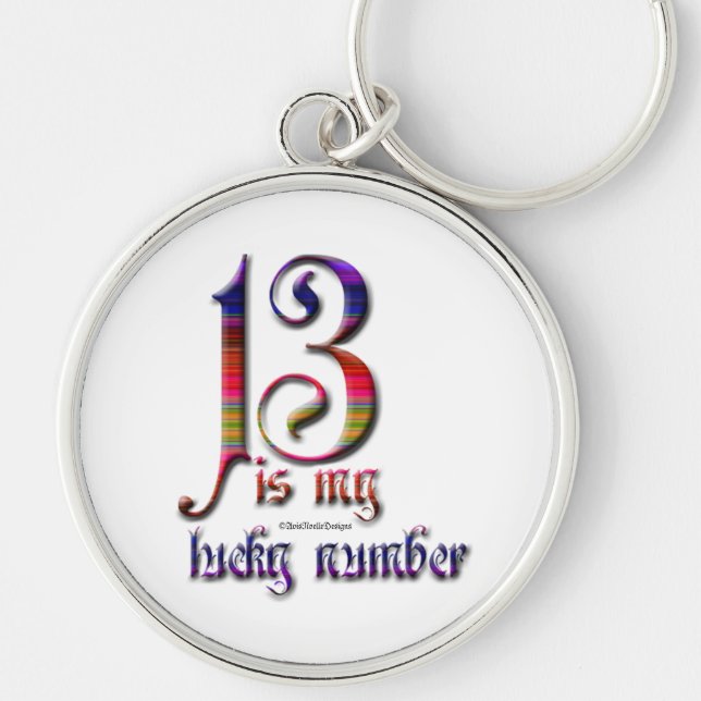 13 is my Lucky Number-Colour Key Ring (Front)