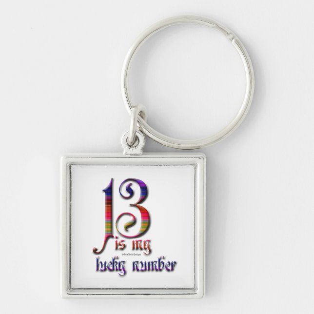 13 is my Lucky Number-Colourful Key Ring (Front)
