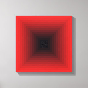13-Level Red Inverted Pyramid Initial Personalised Canvas Print