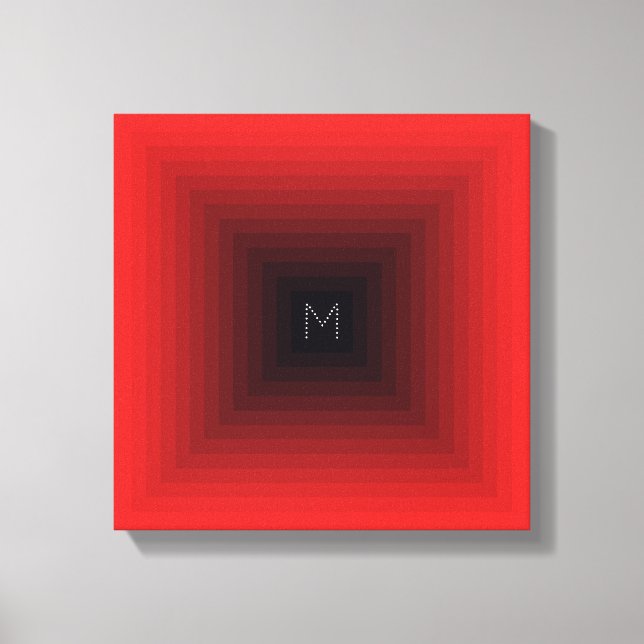 13-Level Red Inverted Pyramid Initial Personalised Canvas Print (Front)
