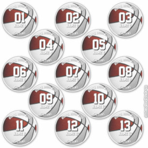 13 maroon gray team colors basketball stickers