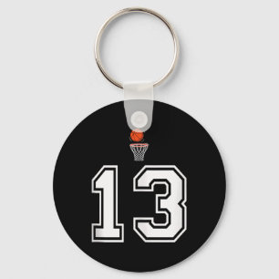 13 Number Basketball Style Vintage White Tank Top Key Ring