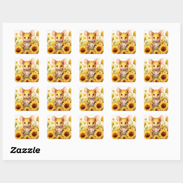 13 of 17 Sunflower Garden Miceville Square Sticker (Sheet)