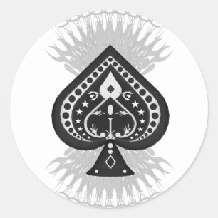 13 of Spades: Playing Card: Classic Round Sticker